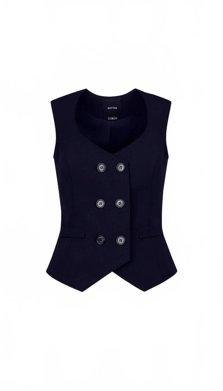 NEW SMYTHE women's db waistcoat in navy blue - Picture 6 of 6